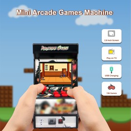 EASEGMER Mini Arcade Game Machines for Kids with 156 Classic Portable Handheld Video Games 16 Bit 2.8 Inches Screen Travel Gaming Electronic Toys Novelty Gift for Boys and Adults - Yellow