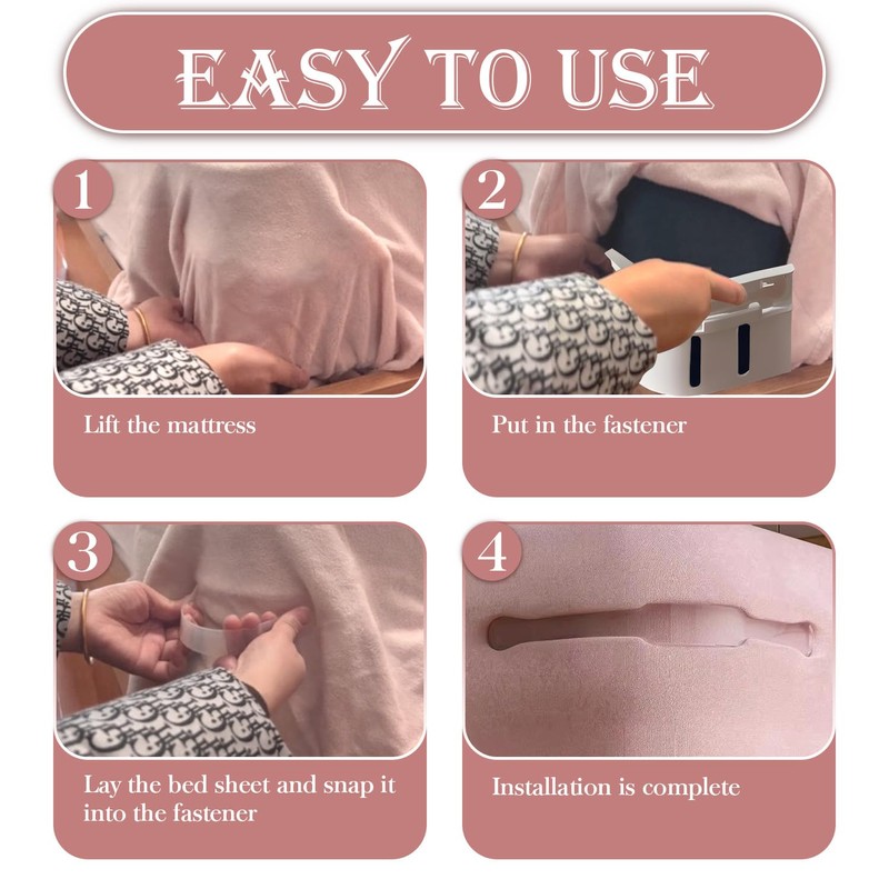 AUOQZ 4Pcs Bed Sheet Holder with Lock Strips, Mattress Bedding