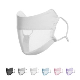 iSEN LABEL Mesh Mask, Cloth Mask, UV Protection, Comfortable, Breathable, Smooth, Easy to Breathe Washable, Reusable, Spring and Summer, Anti-Fog Glasses, Training, Running, Yoga, Unisex (Mask, White)