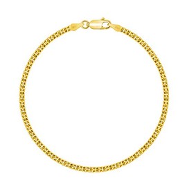 Planetys - Bismarck Diamond-Coated Chain Bracelet 925 Sterling Silver 18K Gold-Plated - 2.5 mm Width, Sterling Silver