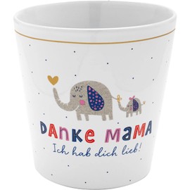 H:PPY Life Flower Pot with Thank You Motif, Stoneware Flower Pot, Height 10.5 cm, with Gift Bandole, Gift Flowers, Birthday, 47526