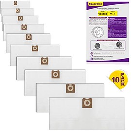10 Pack High Efficiency Replacement Filter Bags compatible with RIDGID 12 to 16 Gallon Wet/Dry Vacs, Part # VF3502