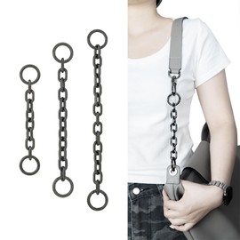 Neylissia 3Pcs Grey Purse Extender Chain Compatible with Longchamp/Lv/C.oach and More Bag,Bag Charms for Long Champ,Metal Bag Strap Extender with Round Ring Charms, Replacement Chains for Luxury Bag