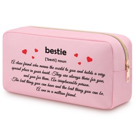 Bestie Makeup Bag for Women Girls Oxford Cloth Cosmetic Bag Friendship Gift for Bestie Sister College Valentine Christmas Graduation Birthday Gift for Bestie Double Side Printed Travel Toiletry Pouch