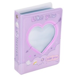 QUARKZMAN 3 Inch Mini Photo Album, Kpop Love Heart Hollow Photocard Binder Album, Mini Photo Card Book Holder with 40 Photos to Collect Pictures, Blue