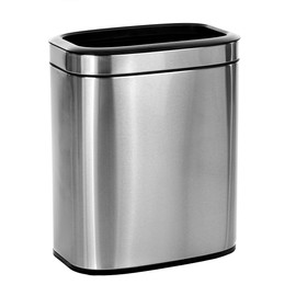 Alpine Industries 20 L / 5.3 Gal Stainless Steel Slim Open Trash Can - Compact Garbage Bin - Wide Access Top Slender Durable Receptacle with Sturdy Plastic Liner