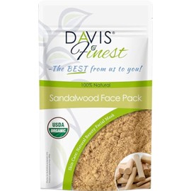 Davis Finest Organic Sandalwood Powder Face Pack 250g Pure & Natural Beauty Facial Mask, Brightening, Moisturizing, Smooth Radiant Glowing Skin (100g)