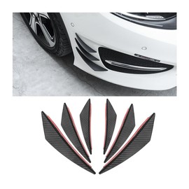 JNNJ Car Spoiler Canards Kit, 6 Pcs Universal Front Bumper Lip Splitter, Soft Fins Spoiler Canards Kit for Car Body, Anti-Collision Strip Bumper Decoration Sticker Exterior Accessories(Carbon Fiber)