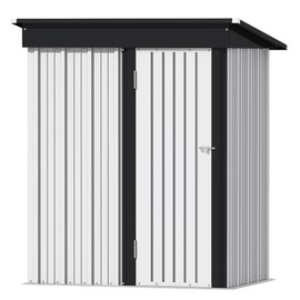 Devoko Outdoor Storage Shed 5 x 3 FT Lockable Metal Garden Shed Steel Anti-Corrosion Storage House with Single Lockable Door for Backyard Outdoor Patio (White)