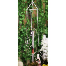 Ebros Cape Hatteras Bodie Island Ponce de Leon Inlet Foulweather and Biloxi Lighthouses in Metal Rings Hanging Mobile Wind Chime Aluminum and Resin Chimes Light House Decorative Patio Garden Accent