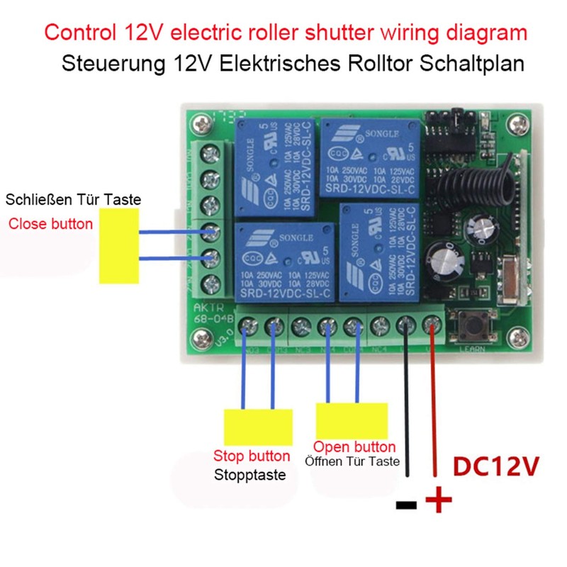 High Sensitivity DC 12V 4CH 4CH Wireless Remote Control Switch