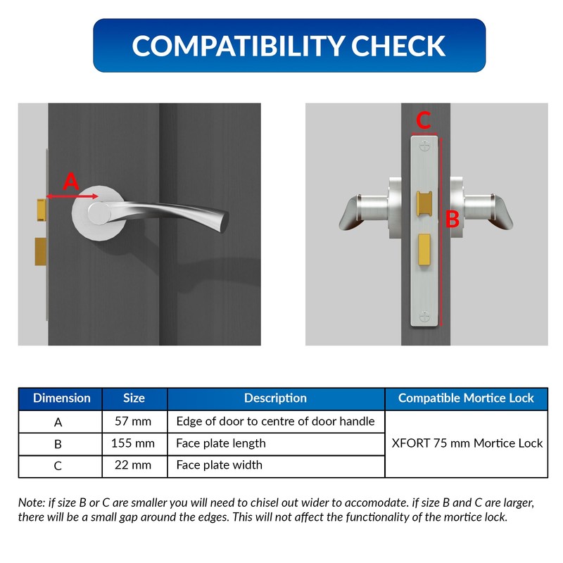 XFORT® Satin Chrome Euro Profile Sashlock 75mm, Euro Sash Lock