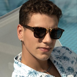 CARFIA Acetate Men's Women's Polarised Sunglasses UV400 Protection Classic Retro Luxury Street Style Square Frame Eyewear Driving Golf Fishing Glasses CA5107