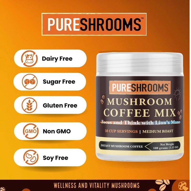Focus & Think Instant Mushroom Coffee with Ultra Concentrated Lion's
