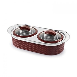 Cello Aristocrat Twin Insulated Casserole Hot Pot Food Warmer, Assorted Colors (1000mL + 1000mL)