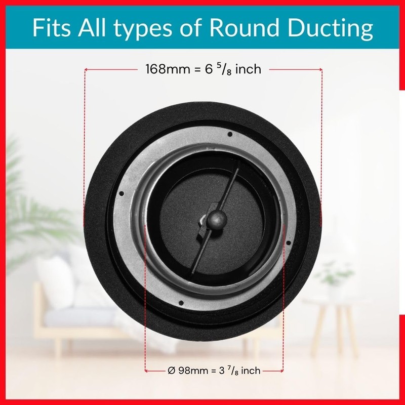 TURvent 4 inch Black/Anthracite Metal Diffuser - Adjustable Vent for