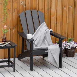 Outsunny Adirondack Chair, HDPE Fire Pit Chair, Weather Resistant Outdoor Chair for Patio, Garden, Backyard, Lawn, Black