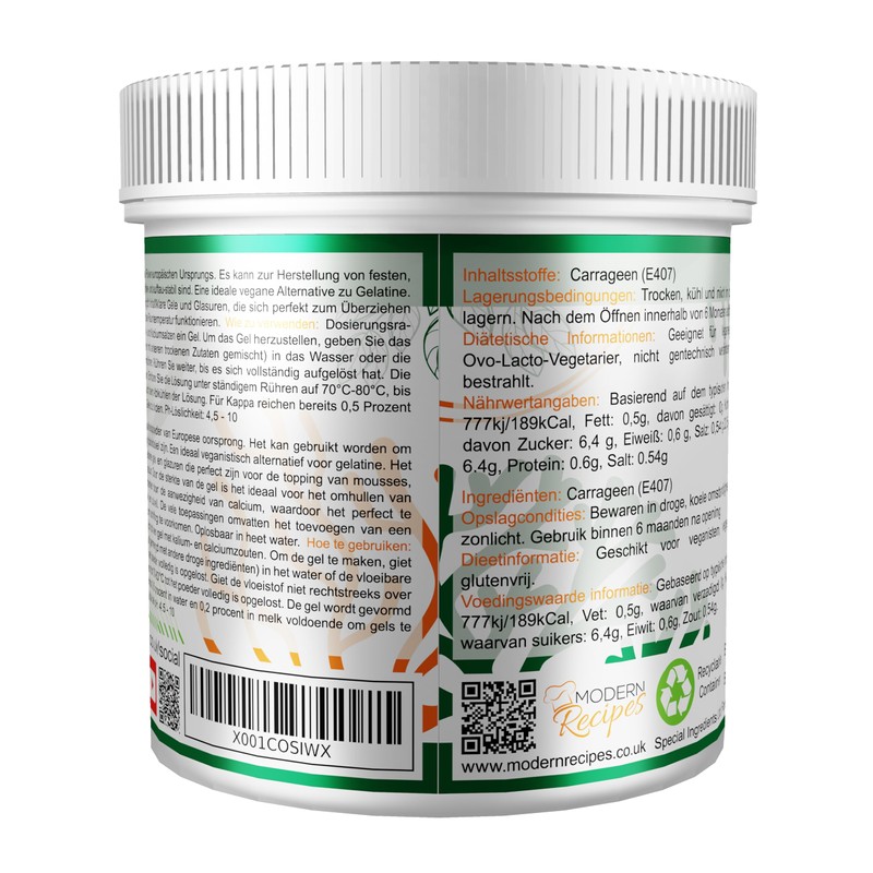 Special Ingredients Kappa Carrageenan Powder, 500 g, Highest Quality, Vegan,