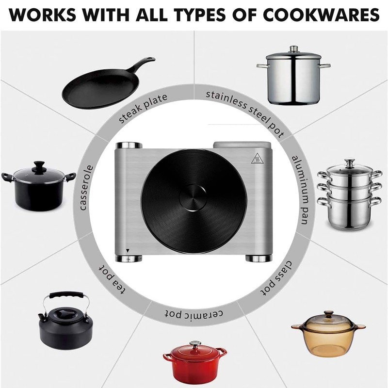 CUSIMAX Electric Hot Plate 1500W Single Burner Cast Iron Hot