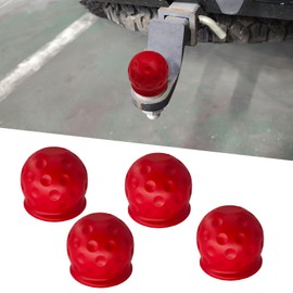 HQRNYP 4PCS Trailer Ball Cover, Trailer Hitch Covers, 2-Inch Rustproof Rubber Car Towing Hitch Protection Cap, Universal Car Accessories Dustproof Tow Ball Sleeve Cap for RV Truck Boat (Red, 4PCS)