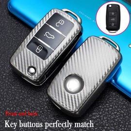 QKSD for vw Key fob Cover,Volkswagen Key fob Cover vw Jetta Beetle Bora Eosvw Rabbit up Caravelle Multivan Santana Skoda Accessories Premium Soft TPU Anti-dust Full Protection 3 Buttons