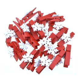 HAHIYO Mini Wooden Snowflake Clothespin Clip Christmas Photo Paper Holders 1.38inch Tight Clamp Not Fray Rope Post Notices Handy Read for Hanging Postcard Wedding Red 50PCS