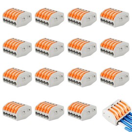 CEEYSEE 17 Pcs Compact Wire Connectors 5 Port Diy Electrical Connector Blocks Circuit Inline Splices Lever Nut Connector Quick Cable Clamp Spring Butt Terminal Connectors（5 Port ）