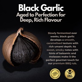 Premium Black Garlic BBQ Rub – Limited Edition Universal Seasoning – Infused with Rich, Umami Flavour – Bold & Smoky Spice Blend – Large Jar (230g)