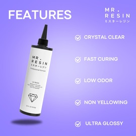 MR. RESIN UV Resin 500g Crystal Clear UV Epoxy Resin for Crafts, Jewelry Making, Keychains, Molds, Doming, Rock Painting - Fast Curing with UV Lamp, LED, and Sunlight 500 Grams