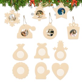 Dmnnlp Pack of 12 Christmas Wooden Picture Frames Craft Set, Snowflake Stars Craft for Painting, Christmas Wooden Photo Frame, Creative Sets, Gift for Christmas Girls, Boys