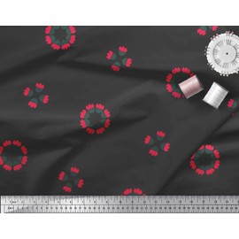 Soimoi Black Rayon Fabric Artistic Flower Printed Craft Fabric BTY 42 Inch Wide