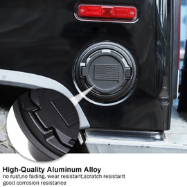 PIUGILH Locking Fuel Filler Door Cover Compatible with Hummer H2 2003-2009 Accessories, US Flag Style Gas Cap Tank Door Cover, Black