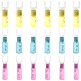 CEEYSEE 100 PCS Heat Shrink Fork Connectors Electrical Terminals Kit Marine Automotive Crimp Connector Assortment（RFZ)