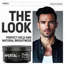 Immortal NYC Iconic Men Cream Pomade - Flex Medium/Stong Hold - Low Shine All Natural Water-Based Hair Cream Pomade for Men - No Residue, All Hair Types