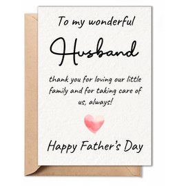 TRIDECOR Fathers Day Card from Wife – To My Wonderful Husband – Romantic 5x7 Folded Greeting Card with Envelope – Sweet Father’s Day Card for Husband, Blank Inside