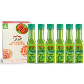 Mexico Lindo Green Habanero Hot Sauce | Real Green Habanero Chili Pepper | 75,900 Scoville Level | Enjoy with Mexican Food, Seafood & Pasta | 5 Fl Oz Bottles (Pack of 6)