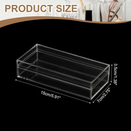 YELARXI Acrylic Box with Lid, 5.91 x 5.91 x 1.38 in Acrylic Display Case Plastic Square Cube Container Storage Holder Stackable Bins for Cosmetic Collectible Candy Jewelry(2 Pack, Clear)