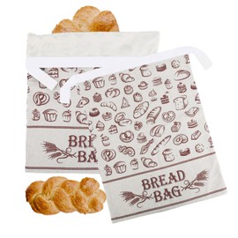 2pcs Beeswax Bread Bag, Reusable Cotton Linen Food Storage Sourdough Beeswax Bag for Homemade Bread Keep Fresh Kitchen Essentials