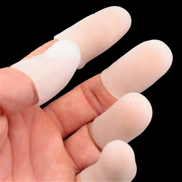 Finger Protector [GEL-Grip Series] - Clear/White - [20 PACK] 16 Long - 4 Short for Thumbs