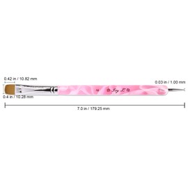 Ivy L Premium 2 Way French Gel Acrylic Nail Art Kolinsky Brush with Dotting Tool for Professional Manicure Cuticle Clean up Nail Art Design (Size # 16, Pink Marble)