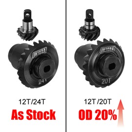 INJORA 12/24T Steel Alloy Stock Gear Set and 12/20T Overdrive Helical Gear Set for 1/24 FMS FCX24 FCX18 RC Upgrade