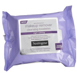 Neutrogena Makeup Remover Night Calming Cleansing Towelettes, Disposable Nighttime Face Wipes to Remove Dirt, Oil & Makeup, 25 ct (Pack of 2)