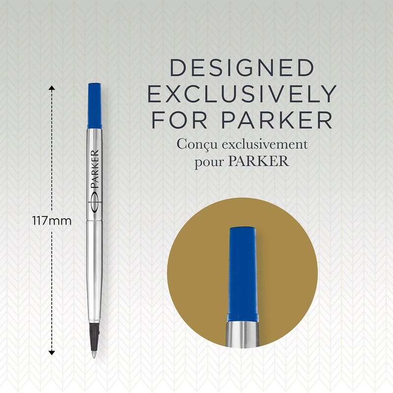 PARKER QUINK Rollerball Pen Ink Refill, Medium, Blue