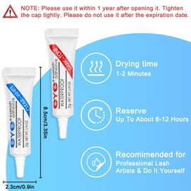 Wimpernkleber, Wasserfest und Schnelltrocken Wimpern Extensions Kleber, 6 pcs Lash Glue für Falsche Wimpern zum Kleben mit Extra Starkem Halt, Wimpernkleber für Wimpernverlängerung