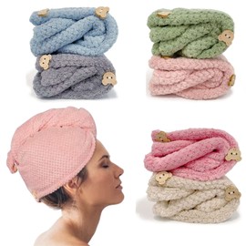 Duncan Duck Microfibre hair towel, Quick dry towel, A textured microfibre hair towel wrap, These hair wrap towels come in packs of 2 beautiful pastel colours, hair wrap towel (Aqua Peach)