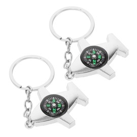 Mipcase 2pcs Airplane Keychain with Compass Portable Travel Accessory for Hiking and Outdoor Activities Stylish Backpack Pendant for Boys and Girls and Adults