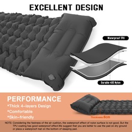 Lixada Sleeping Mat, Self Inflating Camping Mat with Pillow Built-in Pump Ultralight Waterproof Double Joinable Camping Air Mattress for Backpacking Hiking Tent Traveling