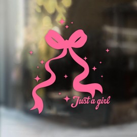 Just A Girl Car Decal Pink Bow Cute Motivation Positive Gifts Car Mirror Accessories Affirmations Funny Vinyl Decal Waterproof 8 Inches Bumper Decal Gifts for Mom Dad Friend Coworker