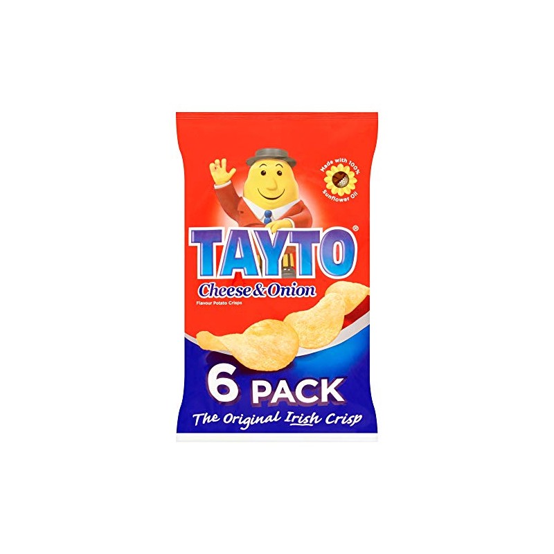 Tayto Cheese & Onion Chips 25g x 6 Pack by