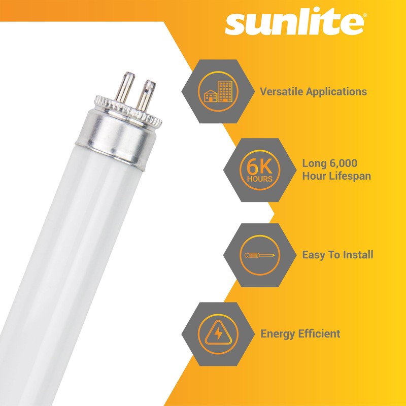 Sunlite 12-Inch F8T5/WW T5 Linear Fluorescent Lamp, 8 Watts, 380